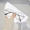 2026 Marco Metálico Poligonal Mate Marco Ultraligero Delgado Gafas Lisas Anti-luz Azul para Rostro Desnudo Moldeado Facial Protección Ocular Marco de Gafas Lisas
