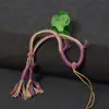 Cuerda de Algodón Retorcida a Mano de Xizang, Cuerda con Mango de Ágata y Jade Hetian, Cordón Colgante de Mango de Juguete Ajustable, Cuerda Gruesa