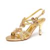 Verão 2024 Novo Salto Alto Estileto Sandálias Strass Femininas Cristal Boêmio Diamante Casual Sapatos Femininos Sapatos de Casamento