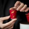 Mo Jilang Caneca de Chá de Cerâmica com Carimbo Dourado Vermelho Conjunto de Chá Kung Fu Caneca de Incenso Doméstica Tendência Nacional Caneca de Chá Copo Único Festivo