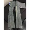 Calça jeans masculina estilo americano, com detalhes de rebites, levemente flare, coleção de outono, estilosa e sofisticada, com design texturizado e plissado, calça de trabalho reta tendência