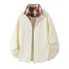 Chaqueta de retazos a cuadros retro americana, unisex, adecuada para primavera y otoño, elegante y sofisticada, con cuello de solapa, estilo chaqueta de béisbol holgada para parejas