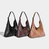Bolsa Tote de Couro Waxado Retrô para Mulheres 2025 Nova Inverno Grande Capacidade para Trabalho e Deslocamento Bolsa de Ombro Axila