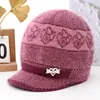 Gorro de Lana Cálido con Forro de Piel de Conejo para Mujer Otoño e Invierno, Gorro de Punto Grueso con Protección para Orejas y Frío para Personas de Mediana Edad y Mayores, Abuela