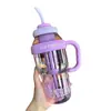 Vaso de agua grande a prueba de roturas, portátil, elegante vaso para hielo con pajilla, resistente a altas temperaturas, plástico de grado alimenticio, lindo regalo