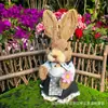 Adornos de Conejo Tejidos de Paja para Creación de Entorno en Jardín de Infancia, Rincón de Plantas, Decoración del Hogar con Temática de Bosque, Sala de Estar, Escaparate, Decoraciones de Boda, Accesorios para Fotografía