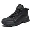 Nuevos Zapatos de Hombre Tallas Grandes Otoño/Invierno Zapatos de Senderismo Pareja Caña Alta Superficie de Cuero Transfronterizos Senderismo al Aire Libre Zapatos Todoterreno Venta al por Mayor Negro