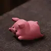 Pet de Chá de Argila Roxa Mini Yixing Porquinho Rosa Criativo Brinquedo de Dedo para Chá Ornamento Fofo Trazedor de Sorte Conjunto de Chá Kung Fu Pode Ser Usado para Cultivo de Chá