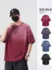 Ropa de Hombre Shanggu 2026 Verano Nuevo Estilo Algodón Puro Lavado Marca de Tendencia Americana Cuello Redondo Manga Corta Camiseta para Hombre Talla Grande