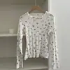 Estilo floral pequeno manga longa