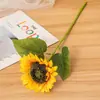 Girasol Artificial de un Solo Tallo Transfronterizo, Flor Falsa para Decoración de Sala de Estar en Casa, Accesorio de Fotografía de Tela de Seda, Flor Decorativa