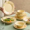 Plato de Mesa Tulipan de Fábrica Plato Plato de Casa Tazón de Sopa Estilo Crema Individual Alto Valor de Color Plato de Desayuno Traje Combinación