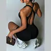 Mono de Yoga Europeo y Americano Transfronterizo para Mujer con Diseño de Espalda Cruzada, Shorts tipo "Peach Butt", Conjunto Deportivo de Una Pieza Ajustado para Fitness