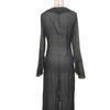 Vestido Sexy de Verano 2026 Estilo Europeo y Americano con Solapa Corbata Manga Larga Asimétrico para Vacaciones en la Playa para Mujeres