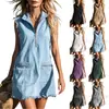 2026 Ropa de Trabajo Casual de Verano y Primavera Nueva Colección Europea y Americana de Comercio Exterior Transfronterizo Vestido sin Mangas con Media Cremallera y Solapa con Flecos para Mujer