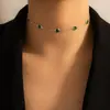Colar Curto Europeu e Americano Novo Zircônia Verde Nicho Personalizado Retrô Cravejado de Diamantes Corrente da Clavícula choker Feminino