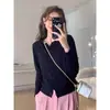 Otoño/Invierno 2025 Nuevo Estilo Cardigan de Punto Delgado Holgado de Manga Larga Estilo Coreano Suéter Casual Abrigo Top para Mujer