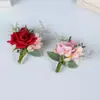 Suprimentos para Casamento Estilo Europeu, Conjunto de Flores de Pulso e Lapela com Tema Floresta, Flores de Pulso para Grupo de Madrinhas, Lapelas para Noivo e Padrinhos
