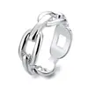 Anillo de Cadena Simple Europeo y Americano Anillo Liso para Mujer Anillo para Dedo Índice Anillo Personalizado con Calado Estilo Hip-Hop de Moda Nicho Joyería de Mano