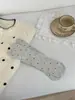 Calcetines Nuevos de Otoño e Invierno para Mujer, Sin Costuras, a Media Pantorrilla, Calcetines Holgados de Lunares Marrón Chocolate Retro, Calcetines Rectos Versátiles