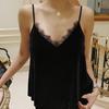 Otoño e Invierno Nuevo Ropa de Mujer Encaje Negro Encaje Ajustado Adelgazante Base Camisola Delgada Top