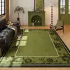 Alfombra Retro Verde para Sala de Estar, Alfombra de Gama Alta para Sofá y Mesa de Café, Felpudo Doméstico Antideslizante y Refrescante, Alfombra de Mesita de Noche para Dormitorio
