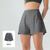 Pantalones cortos deportivos de yoga de verano para mujer, finos, anti-exposición, con bolsillos, secado rápido, transpirables, casuales para correr y fitness, de tres cuartos