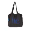 Bolsa Tote com Cordão Estilo Coreano Cor Sólida Estampa de Letras Transfronteiriça Bolsa Pequena de Lona Fresca Feminina Grande Capacidade para o Dia a Dia Bolsa de Ombro Único