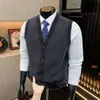 Suéter Chaleco de Punto 100% Lana Ropa Interior para Hombre Temporada de Otoño e Invierno Cálido Ajuste Delgado Chaleco de Punto Chaqueta Estilo Hombre