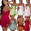 2024 Verão Nova Explosões Amazônicas Europeias e Americanas Sexy Slim Emagrecimento Sem Encosto Cor Sólida Vestido Estilingue Curto