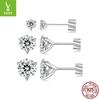 Brincos de moissanite simples com brilho atmosférico e pingente de prata, brincos clássicos de moissanite com três garras e diamante s925 em prata esterlina