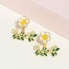 Novos Brincos de Flor e Folha Femininos Dupla Face Frescos Estilo Mori Design Exclusivo Brincos de Flor de Pessegueiro
