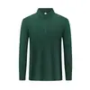 Camisa POLO Outono Gola Alta Zíper Manga Longa Logo Personalizado Liso Meio Zíper Lapela Lyocell Camiseta Longa Bordado