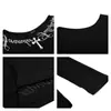 Camiseta Assimétrica com Ombro à Mostra Estampa de Letras Manga Longa 2026 Nova Coleção Primavera/Verão Estilo Gótico Escuro Slim Fit Casual