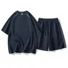 Traje Casual Rayado de Seda de Hielo de Secado Rápido para Hombre 2026 Verano Marca de Moda Estilo Deportivo Ins Conjunto de Dos Piezas con Camiseta de Manga Corta y Pantalones Cortos
