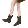 Botas Martin Femininas de Couro Genuíno com Solado Grosso e Salto Escondido 2026 Novo Estilo Outono/Inverno Botas Emagrecedoras Estilo Cowboy Ocidental Botas franzidas de cano médio