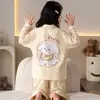 Pijama Novo para Meninas 2026, Algodão Puro, Estilo Primavera e Outono, Roupa de Casa Infantil para Meninas, Conjunto Doce de Manga Longa, Pode Ser Usado Fora
