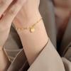 Europeu e Americano requintado frio ins moderno minimalista luxo leve elegante personalidade pulseira redonda aço titânio banhado a ouro 18K E135