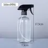Frasco Boston de vidro transparente de 500ml com cabeça de bomba de pressão para emulsão sub-engarrafada, frasco para óleo essencial, frasco spray de grande capacidade