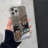 Case de Celular Espelhado Criativo Retro Estampa de Leopardo Morango para iPhone 18 Pro, iPhone 16 Case Espelhada