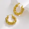 Pendientes de Acero Inoxidable con Galvanoplastia al Vacío en Forma de C, Aros Exagerados de Textura Estilo Europeo y Americano, Pendientes de Diseño de Nicho para Mujer