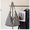 Bolso de lona de rayas verticales estilo coreano para mujer, nuevo bolso de mano sencillo y versátil, bolso de mano de gran capacidad para ir al trabajo, 2024