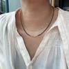 Otoño e Invierno 2 mm Corte Extremadamente Fino Ojo de Tigre Natural Plata Rota Dorada Collar de Plata de Ley 925 Joyería de Nicho de Lujo Ligero para Mujer
