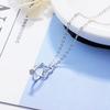Collar con Colgante de Doble Anillo Moda Femenina Estilo Coreano Diamante Hebilla Doble Anillo Simple Collar Corto de Cadena para Clavícula