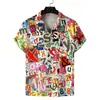 Camisa Cubana de Manga Corta Suelta para Hombre de Amazon Transfronteriza Moda Estampada Camisa de Playa Camisa Casual para Hombre