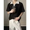 Camiseta Falsa de Dos Piezas de Manga Corta para Hombre, Marca de Verano de Moda, Sensación de Alta Gama, Cuello Polo, Fresca y Elegante, Holgada, Refrescante