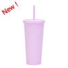 Copo de água de plástico de camada dupla com ventosa simples personalizado para fornecimento direto transfronteiriço, 24OZ em estoque, grande capacidade, copo fosco