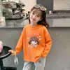 Camiseta casual elegante de primavera y otoño para niñas, top de moda, camiseta básica de manga larga 100% algodón para niños pequeños y niños pequeños