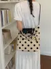 Bolsa de Lona Retro de Lunares Bloques de Color de Nicho Coreano para Mujer Verano 2026 Nueva Bolsa Grande de Hombro Cruzada