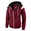 Sudadera con capucha y cremallera para hombre 2024, diseño color block primavera/otoño, forro polar, chaqueta abierta, estilo workwear